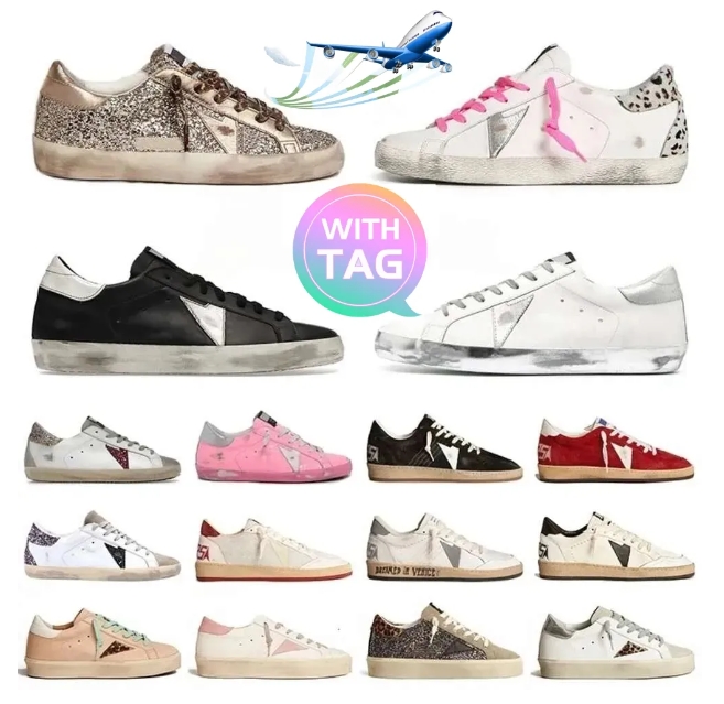 2024 Designer Loafers Sneakers Super-star S Shoes Leather Italy Dirty Old Shoe Brand Women Men Black White Ball Casual Star Trainers 35-46