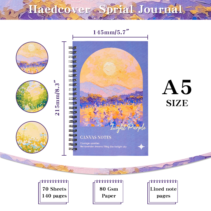 Student-Friendly A5 Pulp Spiral Notebook - Enhanced Grip & Horizontal Line Grid for Creative Writing and Drawing