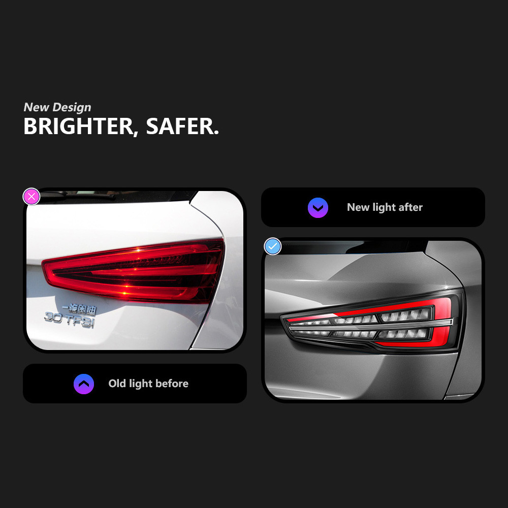 LED Auto Taillight Assembly For Audi Q3 Taillight 20 13-2 018 Full LED Running Lights Sequential Signal Lamp