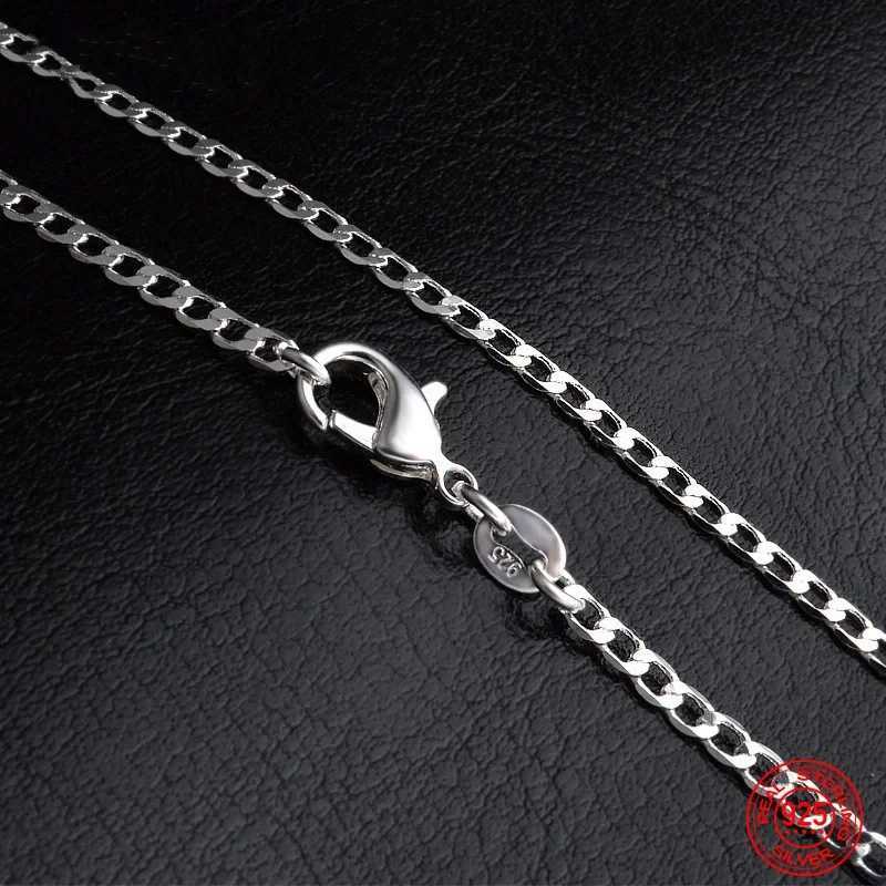 925 sterling silver 2MM flat necklace chain suitable for womens fashionable wedding party jewelry gifts W241230
