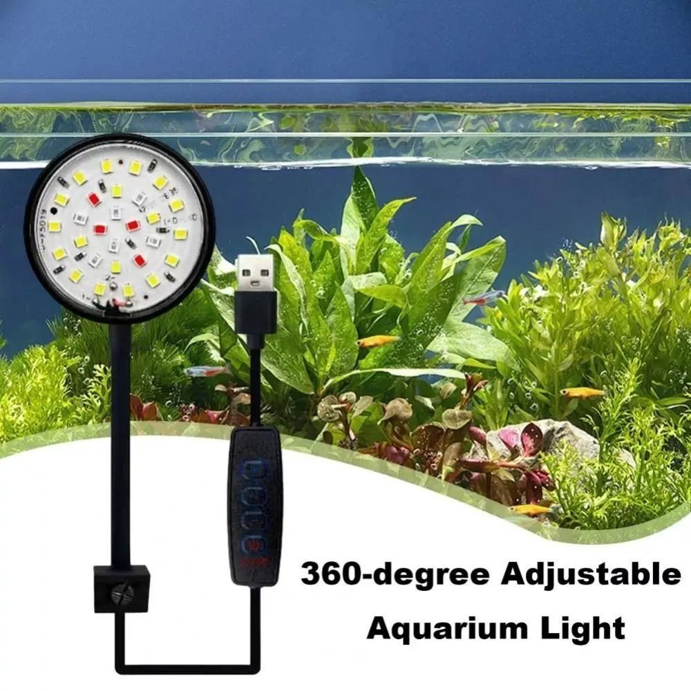 New Mini Fish Tank Clip Lamp 5/7W LED Adjustable Aquarium Plant Light 360-Degree Rotation USB Aquarium Light