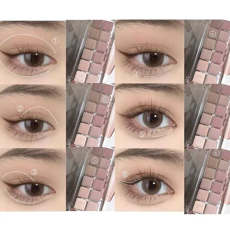 12-Color Matte Korean Eyeshadow Palette Gentle Low Saturation Eye Shadow Tea Apricot Eye Makeup Palette Long Lasting Eye ShadowsXJ241230