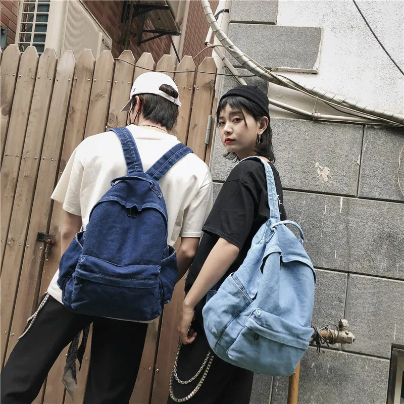 Womens Backpack Cowboy Childrens Bag Denim Korean Version Shoulder Bags Teenager Girl College Student School For Men Rucksack 241230