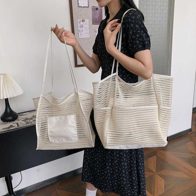 Women's One Shoulder Crossbody Straw Woven Bag, Women's Beach Bag, New Women's Tote Bag, Large Capacity Hollowed Out Handbag