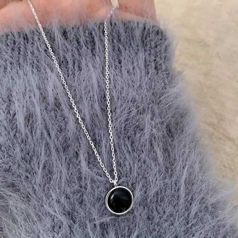 925 sterling silver necklace suitable for women black stone engagement exquisite jewelry wedding parties birthday gifts W241230