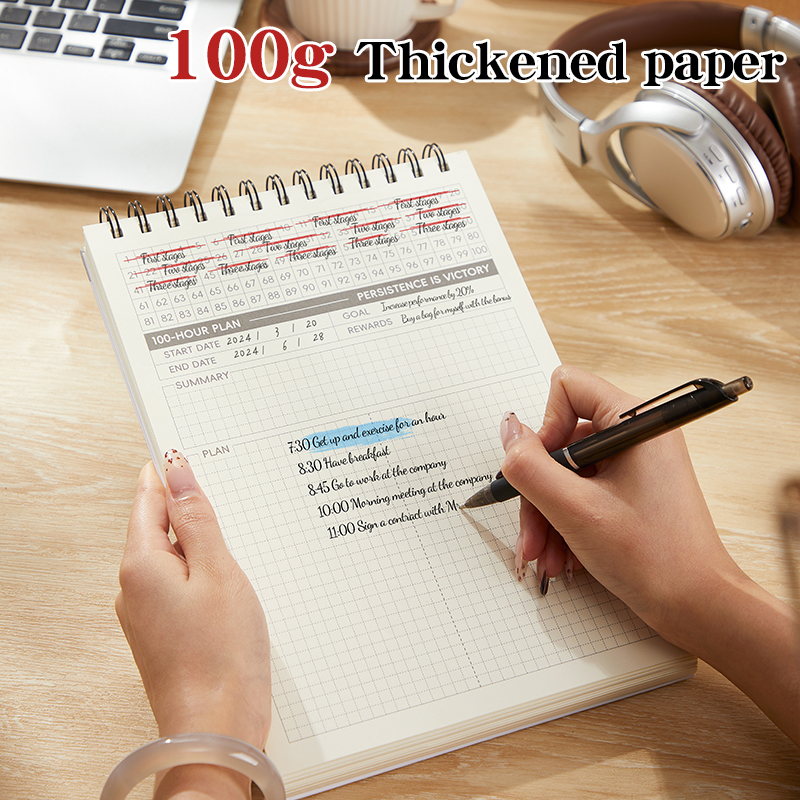 Personalized Arab Script Design Diary - Custom Printed Dot Grid Spiral Notebook Organizer