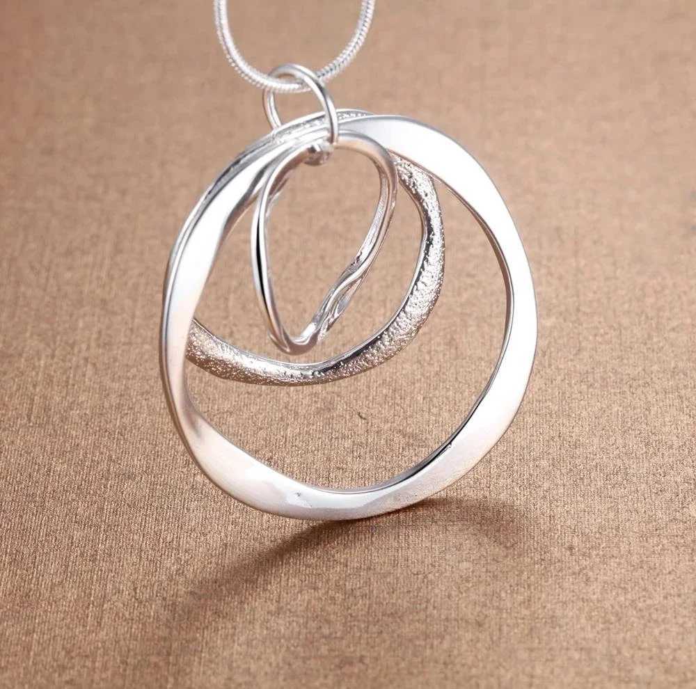 Charms Nobel 925 sterling silver Bohemian three circle pendant necklace for womens fashion weddings jewelry parties Christmas gifts W241230