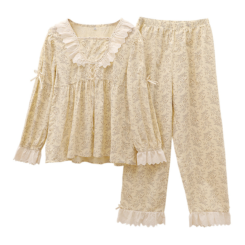 B610-New arrival in autumn, sweet floral long-sleeved Korean style pajamas, pure cotton, ladies' home wear