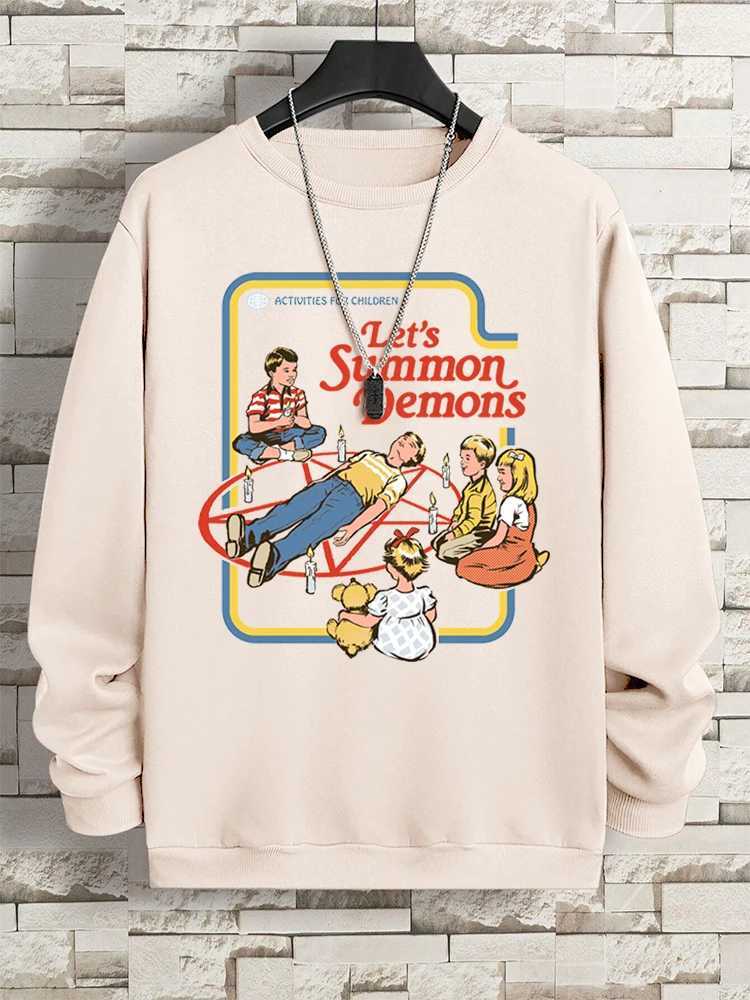 Lets summon the demon master humorous manga hoodies mens Harajuku loose hoodies oversized loose clothing fashionable fitness sweatshirts womens hoodie