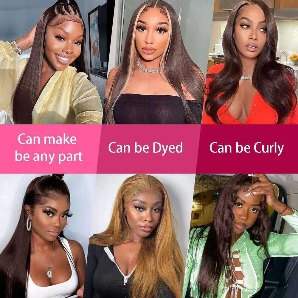 Lace Front Wig Cover T Shape Front Lace Headset, Real Hair Wig, Brown Long Straight Hair, Full Headset Style Kq2 Kq2