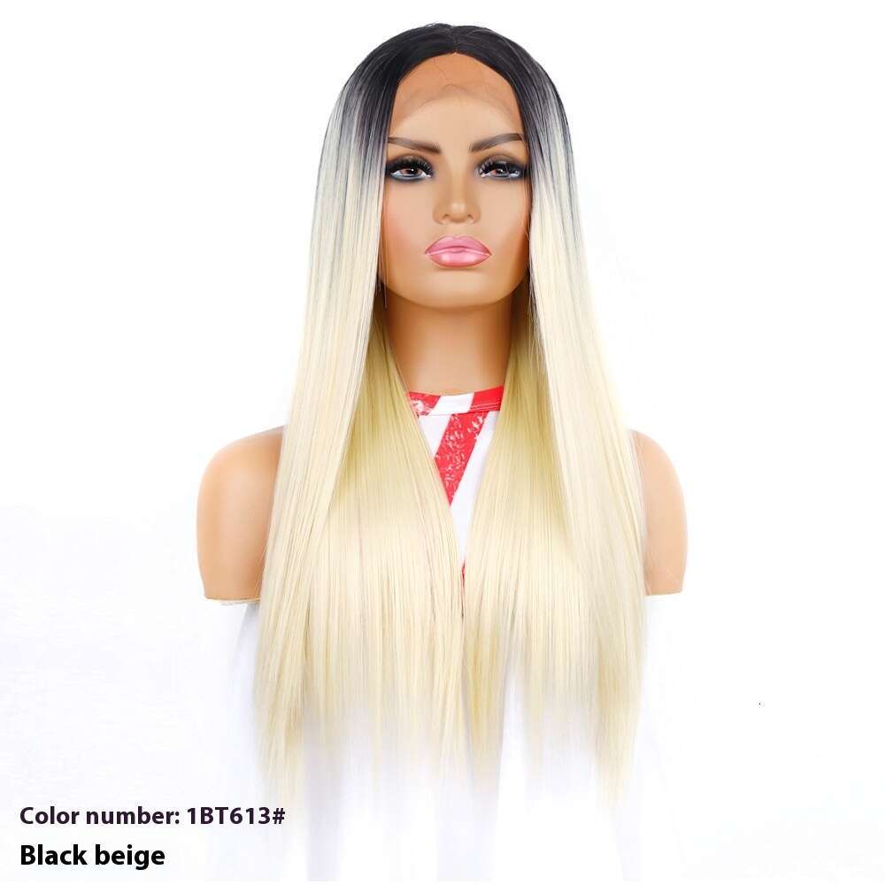 Lace Front Wig Cover T Shape Front Long Straight Hair T-Shaped Front Wig Synthetic Lace Headband Kq2 Kq2
