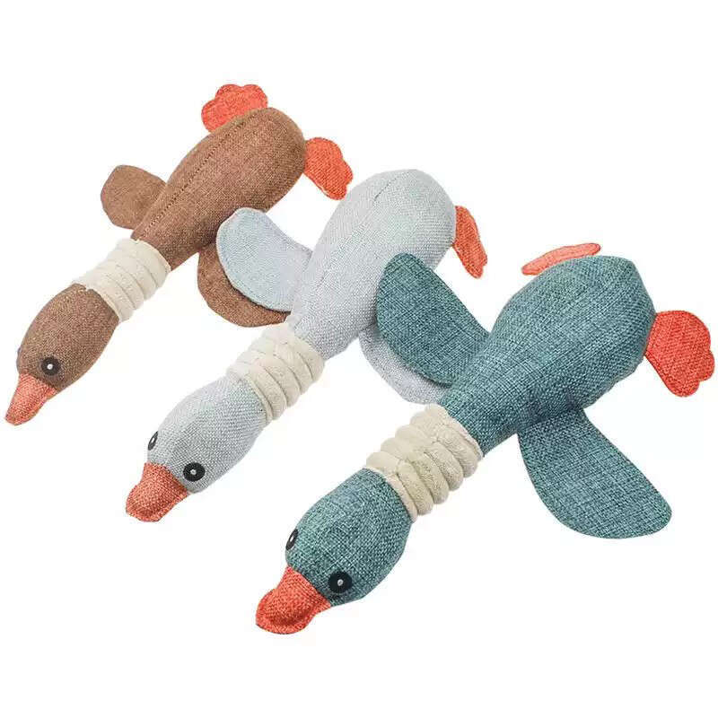 DHPET Squeaky Goose Durable Chew Aggressive Chewers Breed Dog Cat Play Interactive Toys for Small Medium Dogs Teething 12.99 Inch
