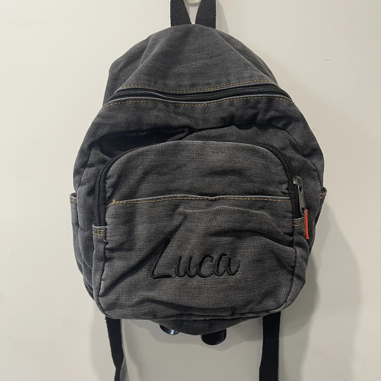 Washable Cowboy Canvas Backpack Customized Embroidered Name College Student backpack Personalized Boys and Girls Backpack 241230