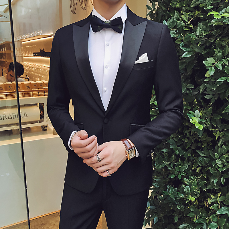 D1230Men's three-piece suit Korean style slim fit professional formal suit best man suit groom wedding dress