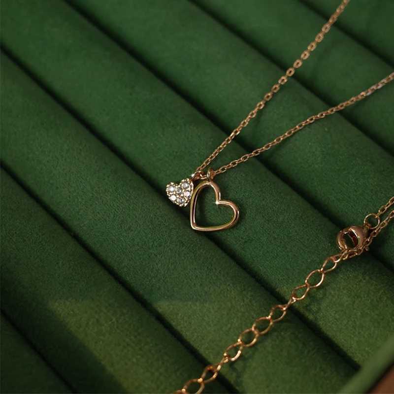 925 sterling silver heart-shaped necklace sparkling zircon heart-shaped pendant womens fashion Clavicle chain Birtay gift wedding party jewelry W24123