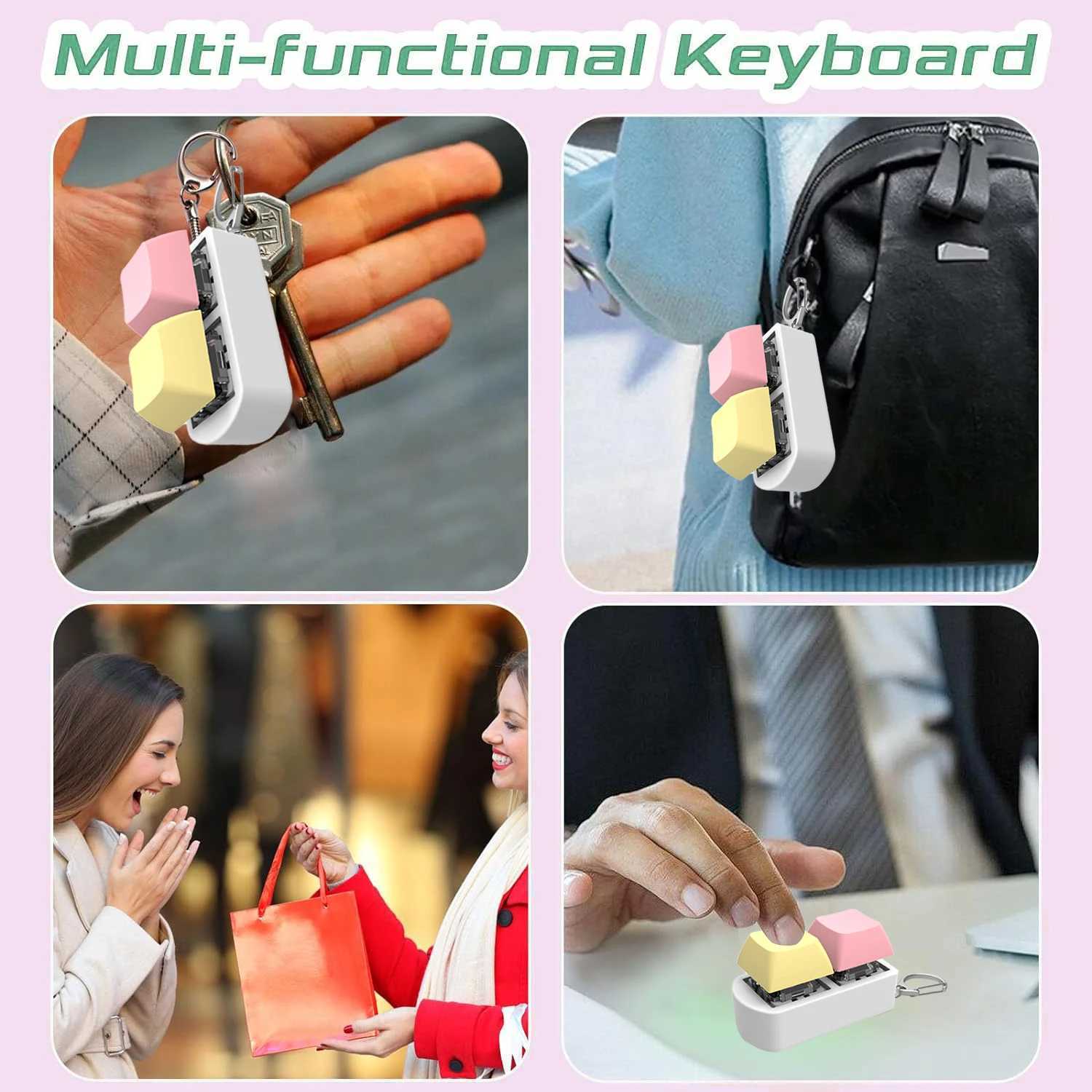 Mini 2-key keyboard cover toy stress relieving Fidget key cover Fidget keychain keyboard keychain toy finger keyboard key toy W241230