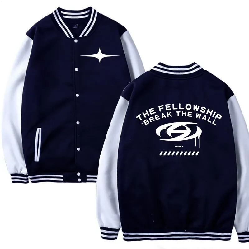 KPOP ATEEZ THE FELLOWSHIP BREAK THE WALL Baseball Jacket Women Men Bomber Jacket Outerwear Streetwear Hip Hop Baseball Uniform 241231