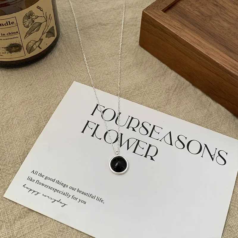 925 sterling silver necklace suitable for women black stone engagement exquisite jewelry wedding parties birthday gifts W241230