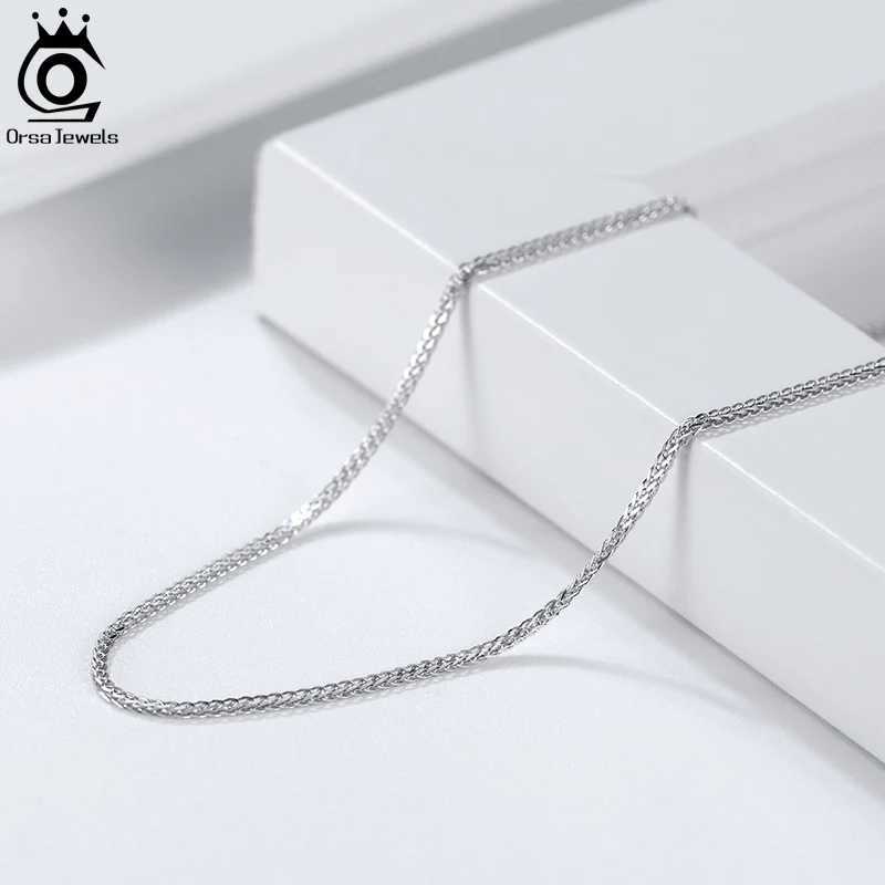 Orsa Jewels Itan Handmade 1.2mm Chopin Chain Necklace Pure Silver 925 Pure Silver Womens 14K Gold Plated Chain Jewelry SC53 W241230