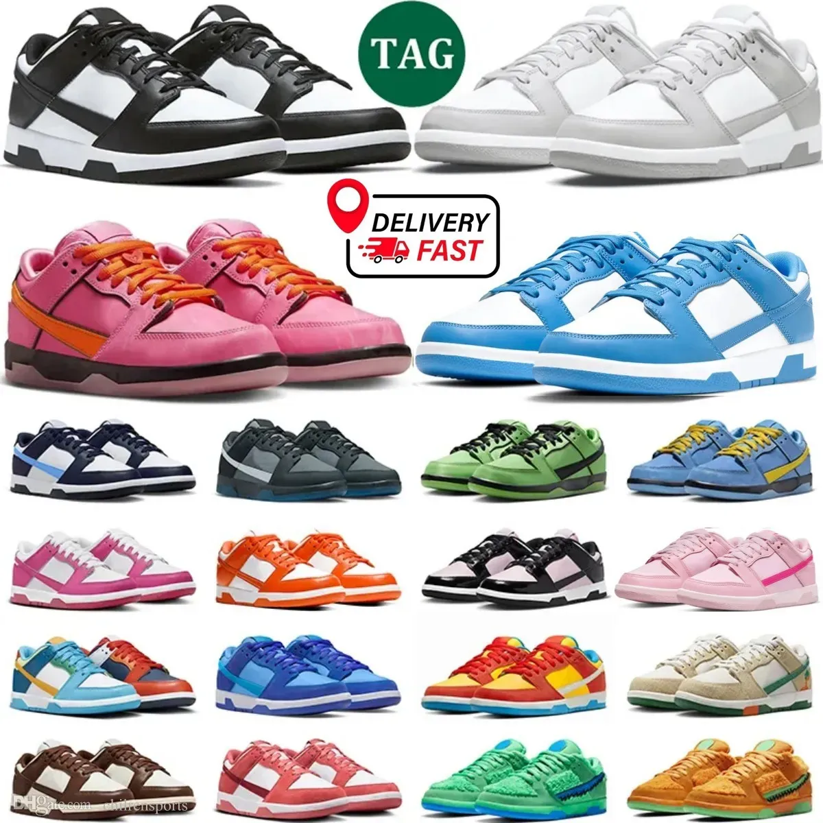 10A With Box Low Pandas Designer Running Shoes Black White Light Blue Grey UNC Top Quality Mens Big Size 13 Sneakers Womens Purple Green Orange Sports Trainers