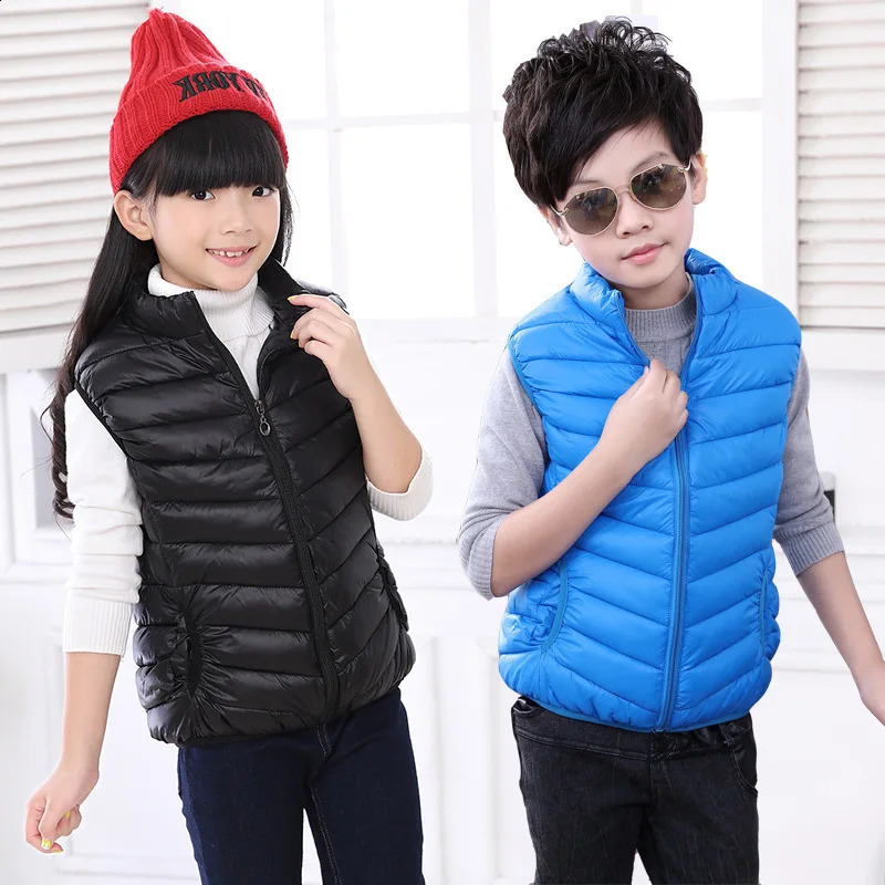 Children Clothing Boys Girls Warm Waistcoats Autumn Winter Outerwear Coat Vests KidsToddlers Thick Padded Warm Jacket 3-16 Years 241230
