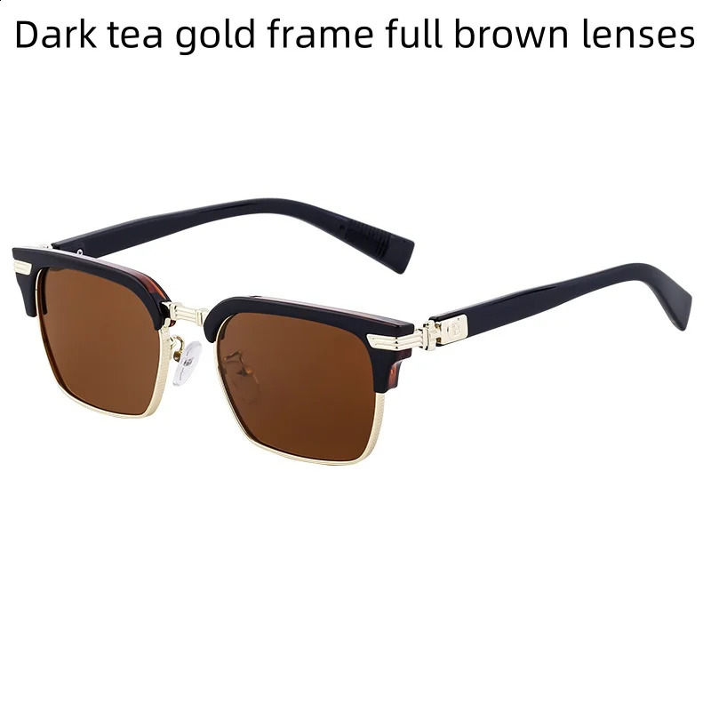 Fashion Retro Square Frame Sunglasses For Men With Brow Bar Suitable For Fishing And Driving UV Protection Sunglasses 241230