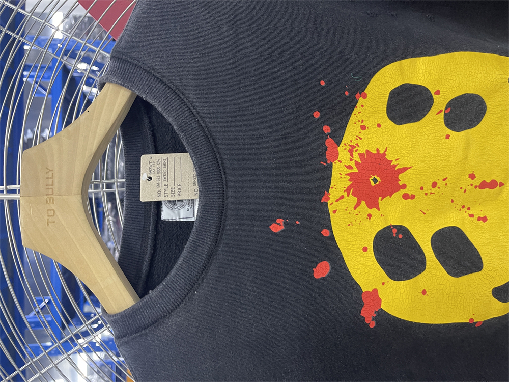 Quality Saint CPFM New 24Ss Smig Face Printed Washed Vintage Round Neck High Street Casual Loose Cotton Fleece Hoodie