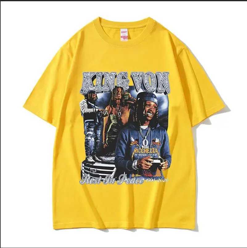 Rap singer K-King Von Graphic T-shirt mens hip-hop retro short sleeved T-shirt unisex fashion ultra-fine cotton T-shirt W241230
