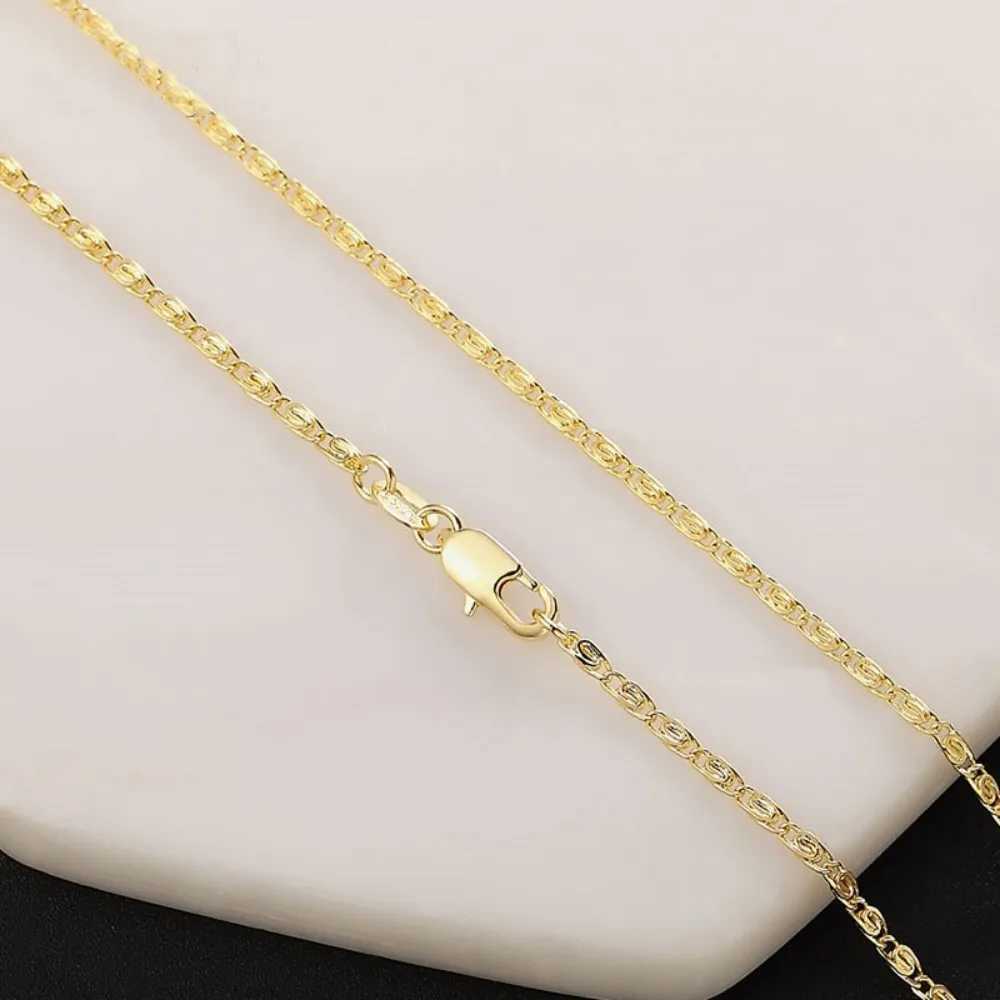 925 sterling silver 16/18/20/22/24 inch gold 2MM chain necklace suitable for fashionable wedding gifts and jewelry for women and men W241230