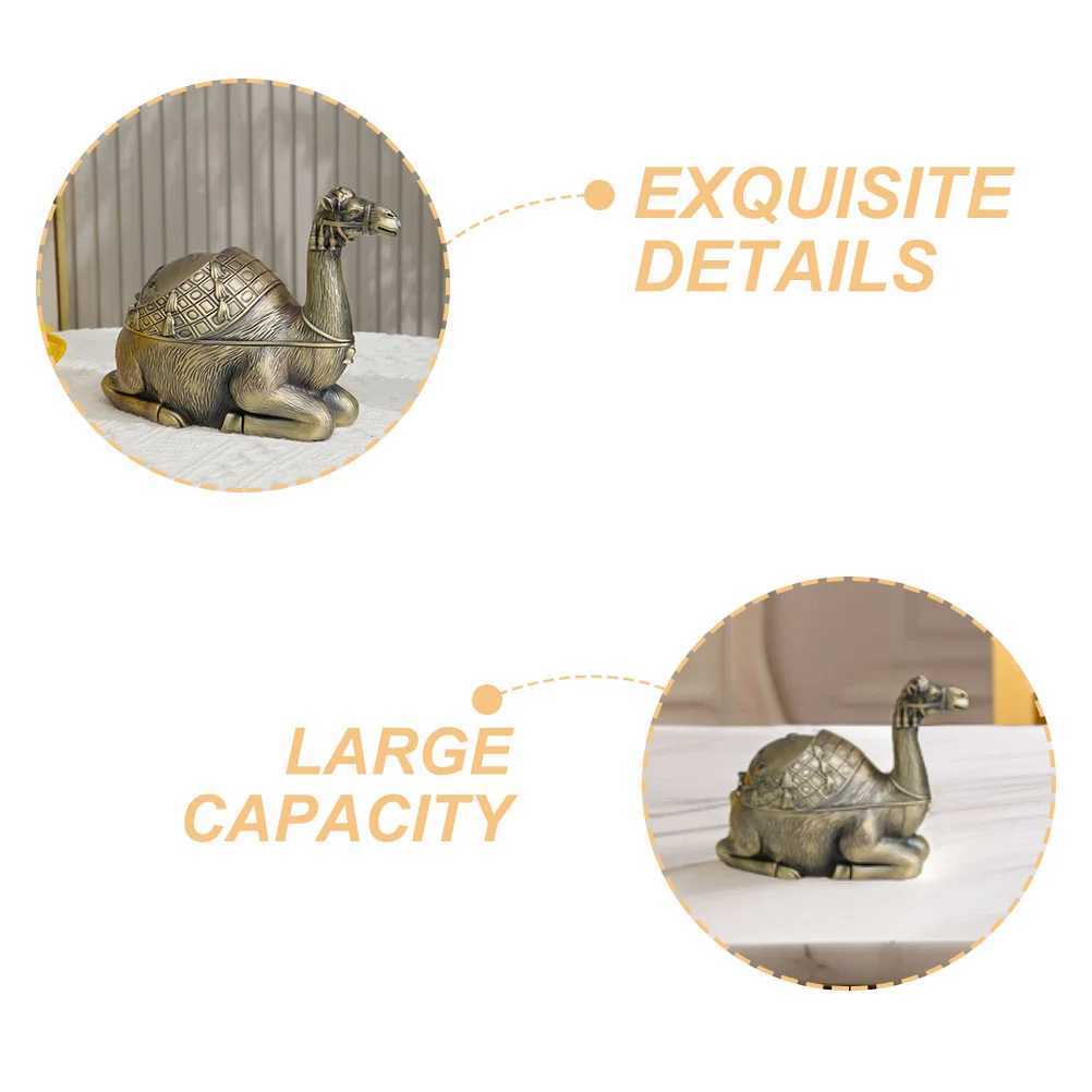 Camel Ashtray Smoking Cool Ashtrays Metal for Smokers Container Retro Windproof Belt Cover Unique Cute Outdoor Y241230