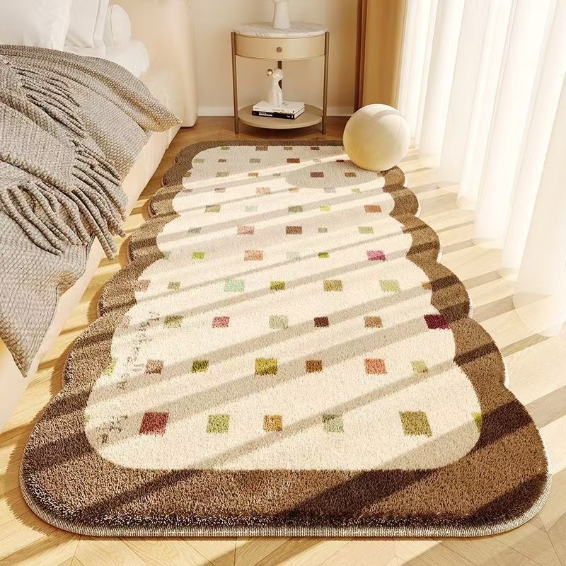4682-57.8-BB-Minimalist Solid Color Carpet Living Room Sofa Large Area Decorative Rug Bedroom Lines Polyester Thickened Furry Home Floor Mats