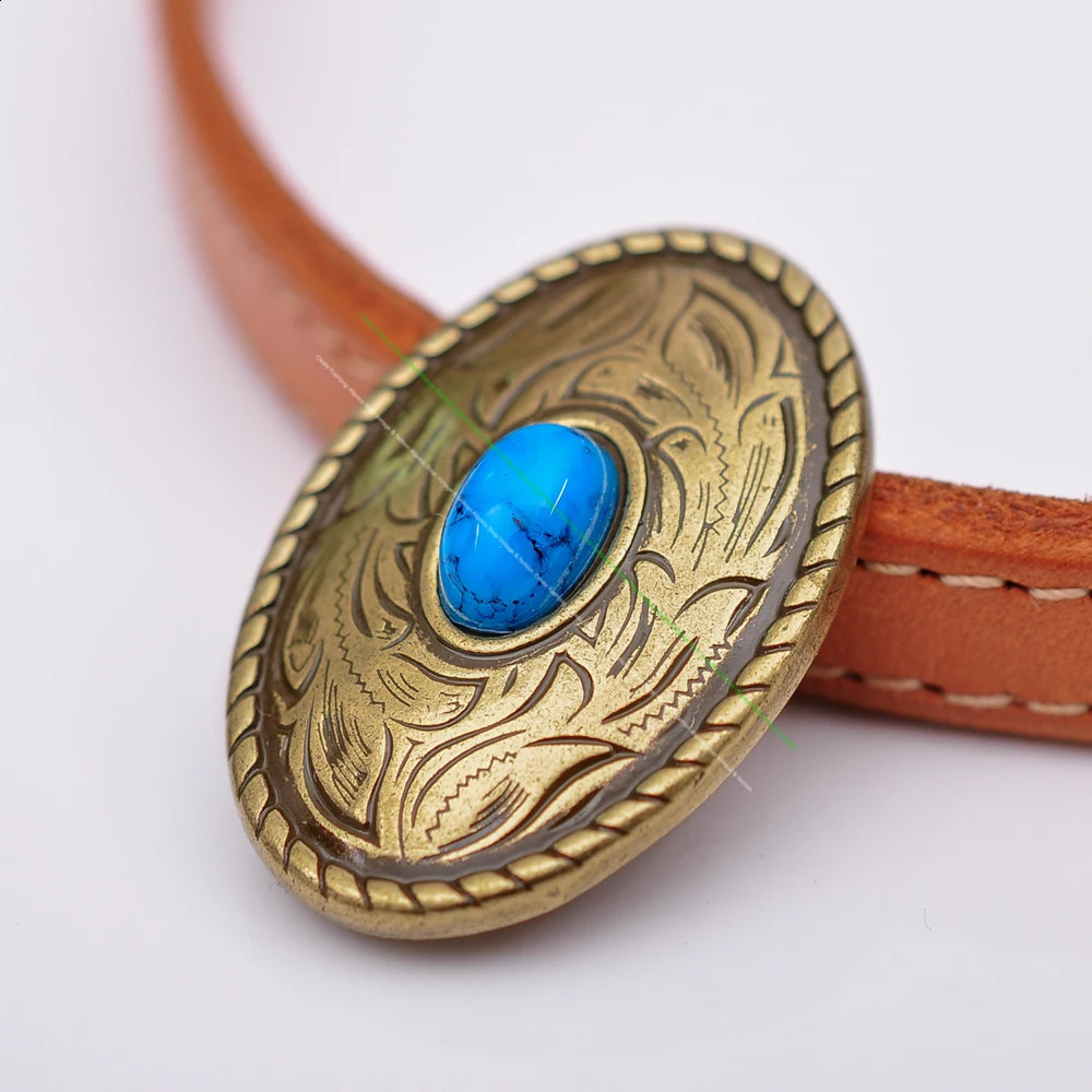 10pcs 35X25mm Antique Brass Turquoise Oval Western Horse Bridle Saddles Tacks Conchos For Leathercraft Wallet Chain Decor 241227