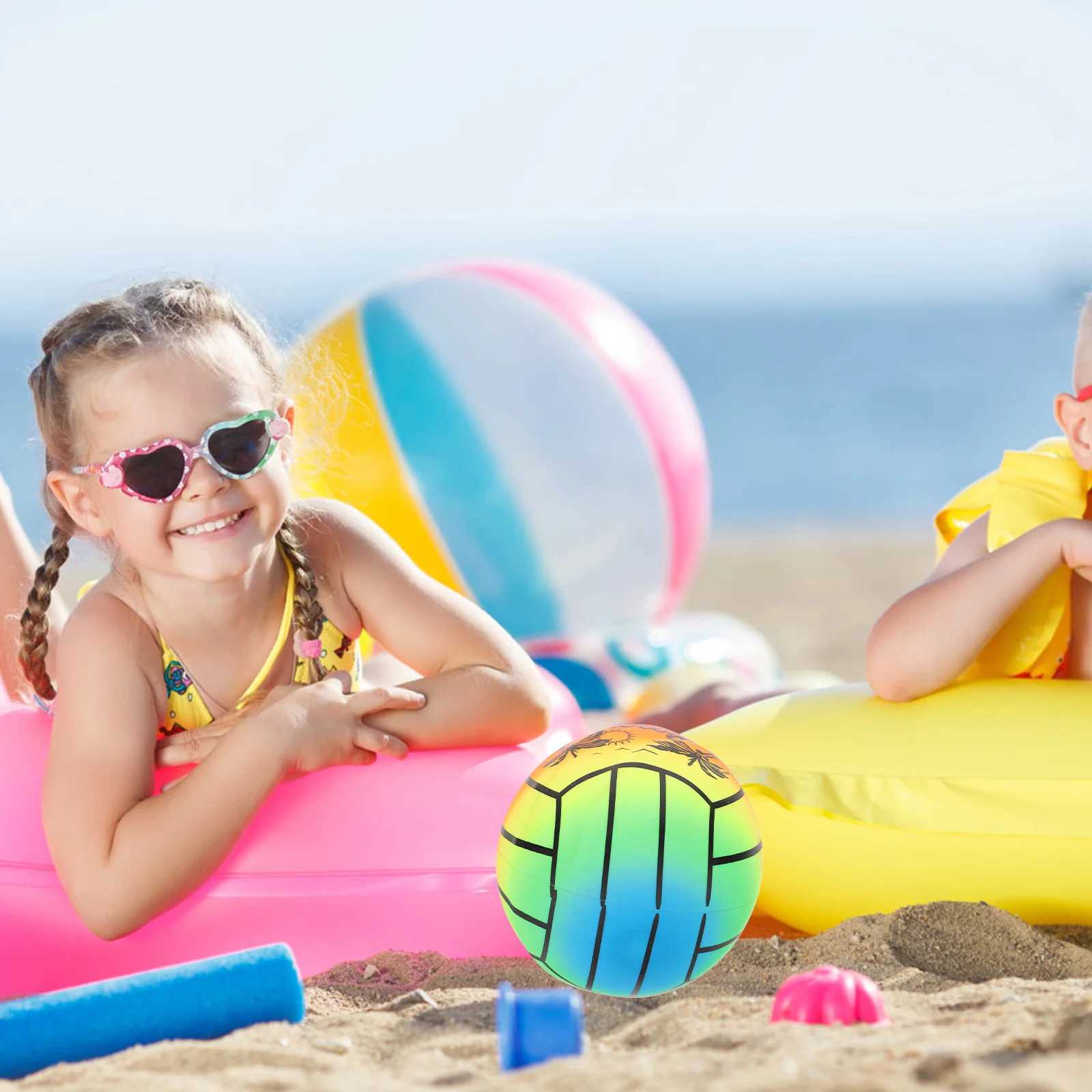 Thickened Rainbow Pvc Volleyball Childrens Inflatable Toy Indoor and Outdoor Sports Equipment Beach Balls LargeXJ241230