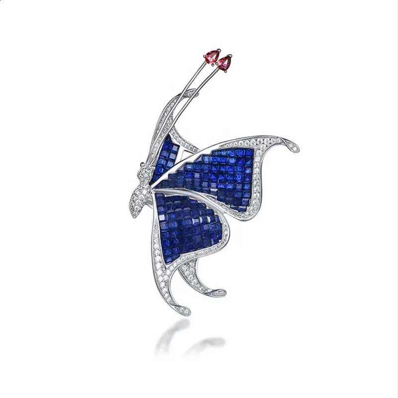 S925 14K Gold Plated Butterfly Enamel Pins Sterling Silver Brooches Iced out with AA CZ for Women 241227