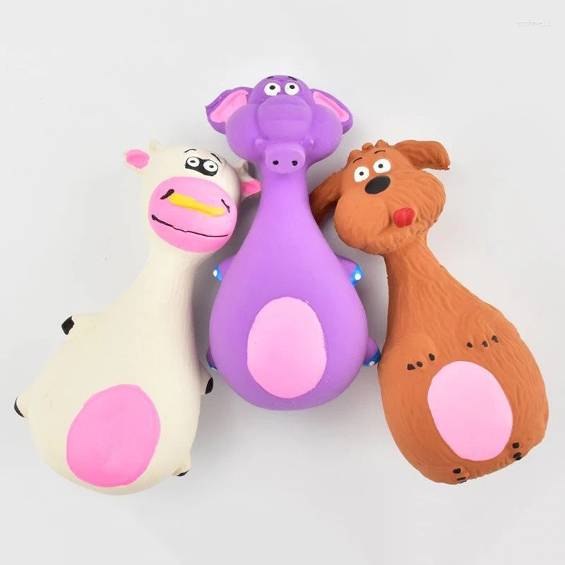 Update Latex Dog Toys Sound Squeaky Elephant/Cow Animal Chew Pet Rubber Vocal For Small Large Dogs Bite Resistant Interactive Toy