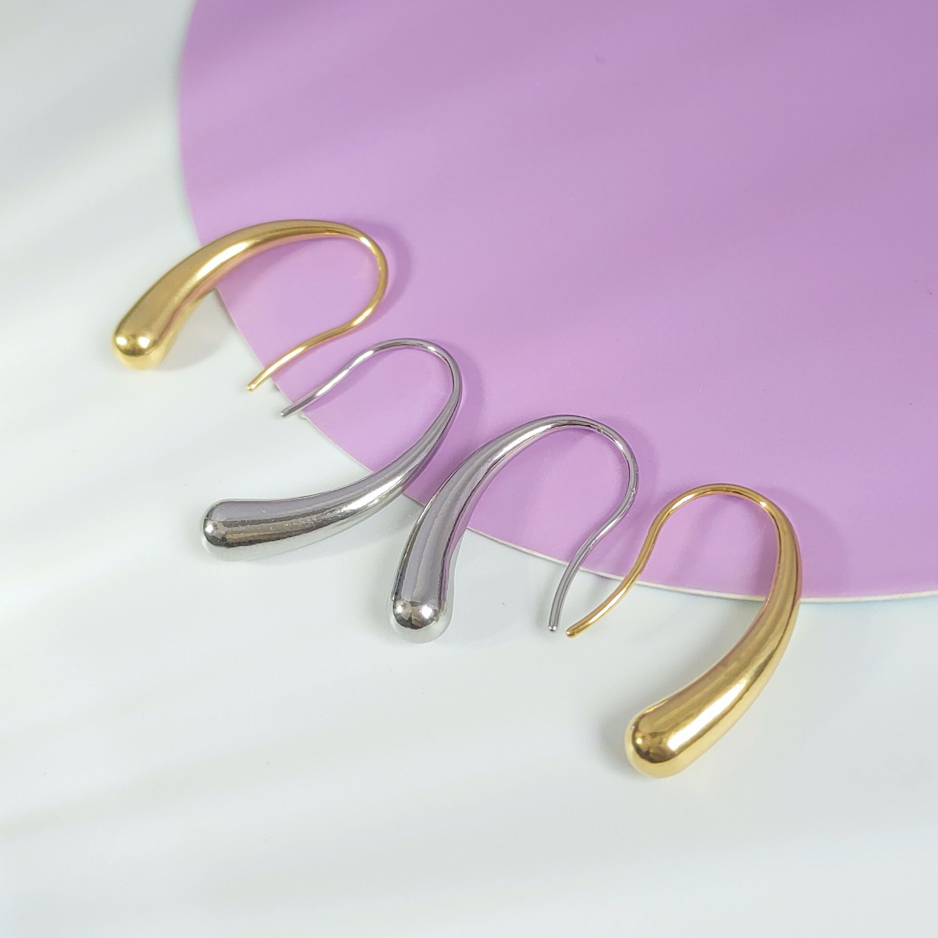 Stylish Women's Drop Earrings in Durable Stainless Steel - Modern Geometric Look