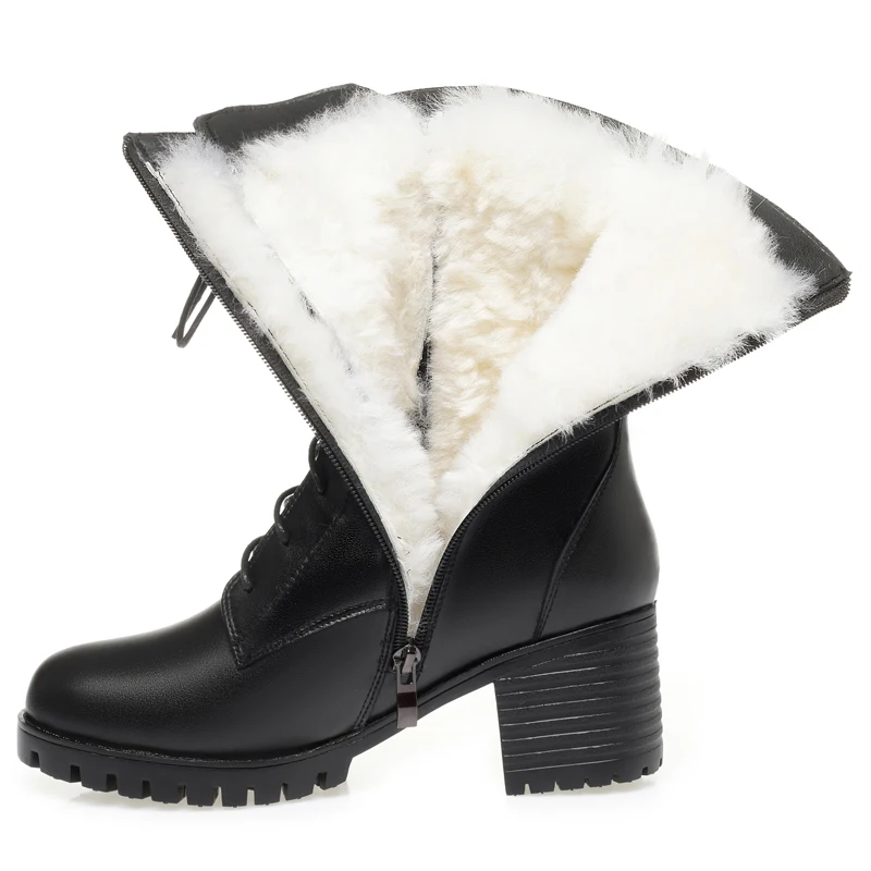 AIYUQI Women's Snow Boots Non-slip Work Boots Women Large Size Winter Warm Motorcycle Boots Girls Ankle Boots