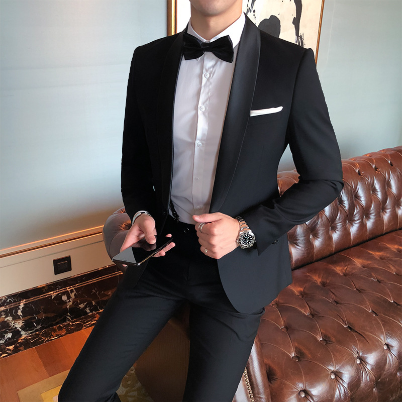D1230Men's three-piece suit Korean style slim fit professional formal suit best man suit groom wedding dress