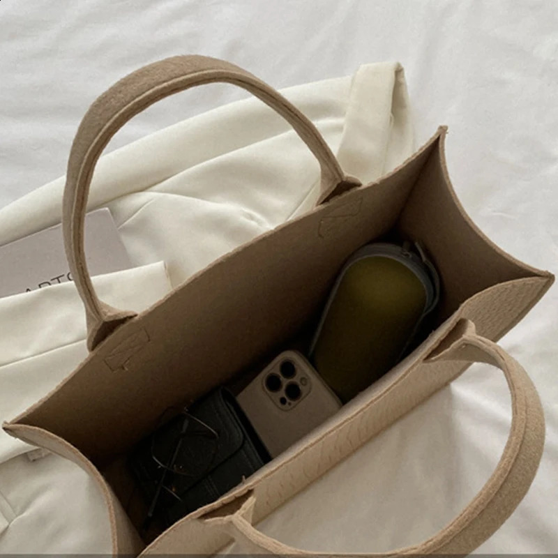 Embossed Felt Handbag for Women Candy Color Tote Bag Handbag Gilrs Top-handle Bag Daily Purse 241228