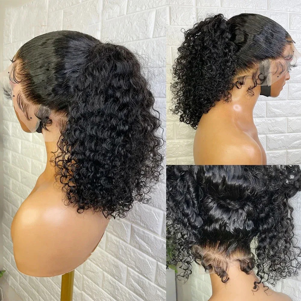250 Density Brazilian Deep Curly 360 Full Hd Front Human Hair Water Wave 13X4 Lace Frontal Black /red /blonde Glueless Synthetic Wig