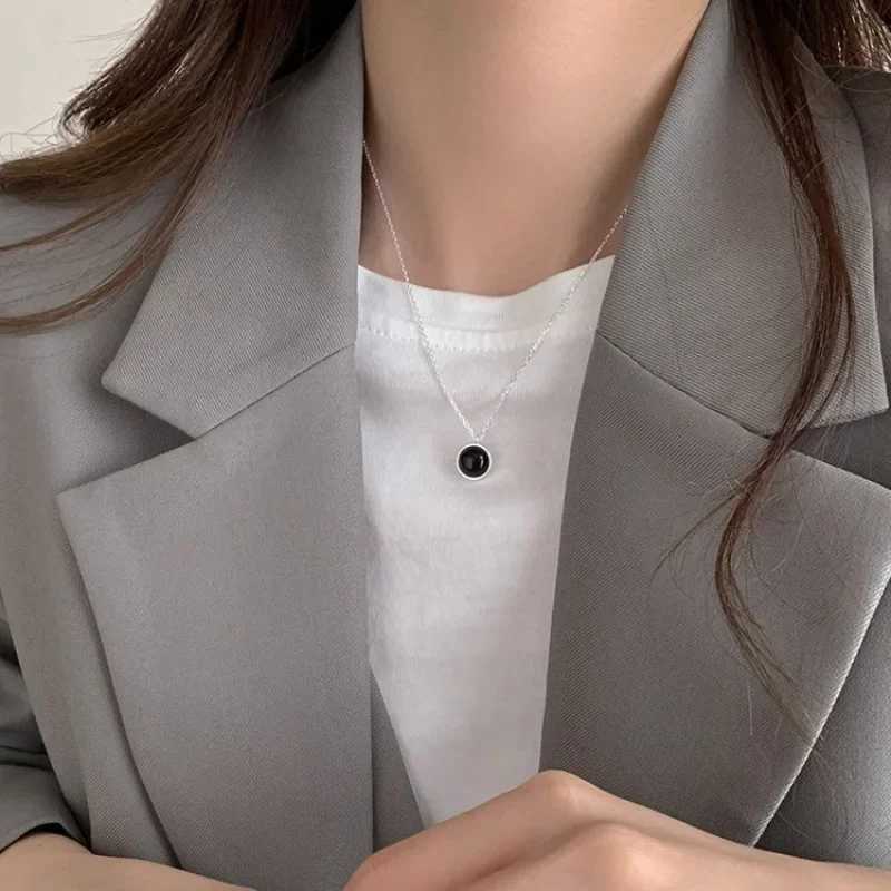 925 sterling silver necklace suitable for women black stone engagement exquisite jewelry wedding parties birthday gifts W241230