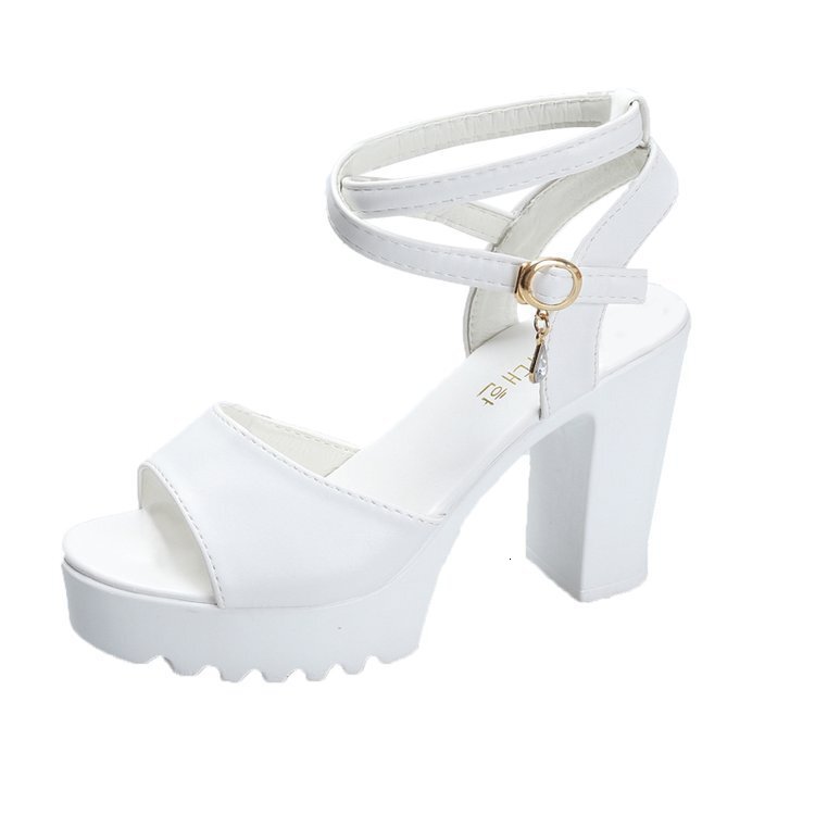 Casual Ddmywed Korean High Heels Summer New One Button Roman Thick Heel For Women Rhinestone Fish Mouth S Sandals Chinese Brand Shoes F Ddmysaturn
