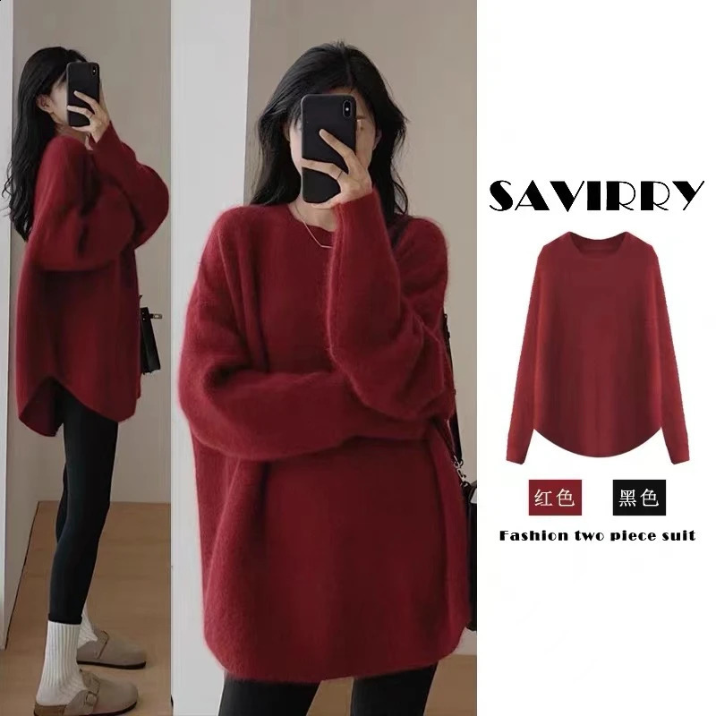 Autumn and Winter Maternity Sweaters Solid Color Side Split Batwing Sleeve Long Sleeve Pregnant Woman Knitting Pullovers Coats 241230