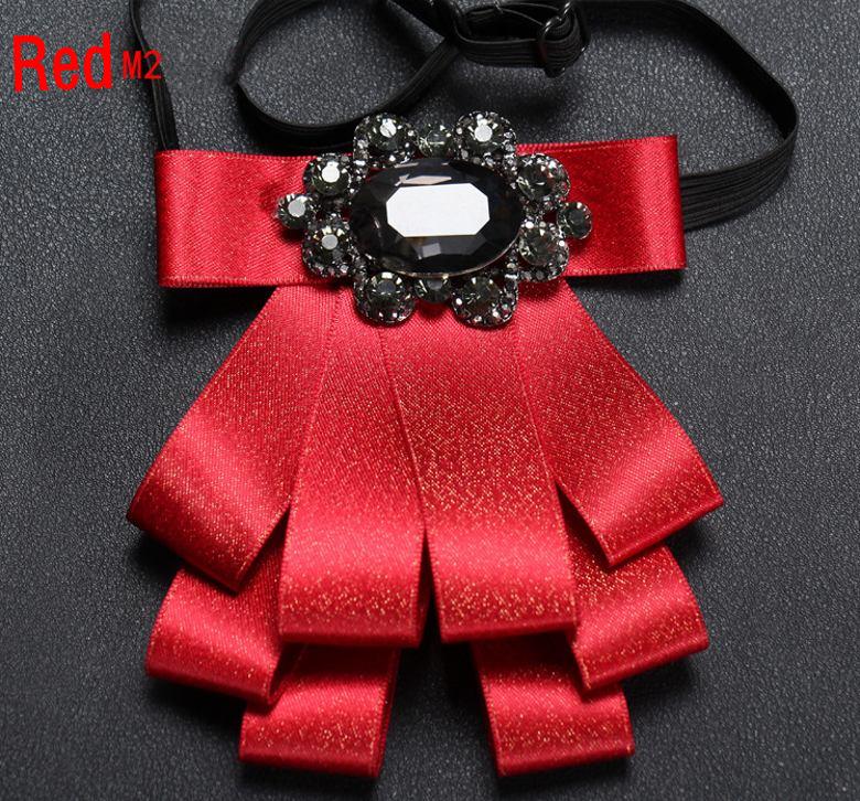9 Color Formal Men Ribbon Double-Layer Collar Flower With Crystal Decoration Man Wedding Groom Ribbon Bow Tie Necktie