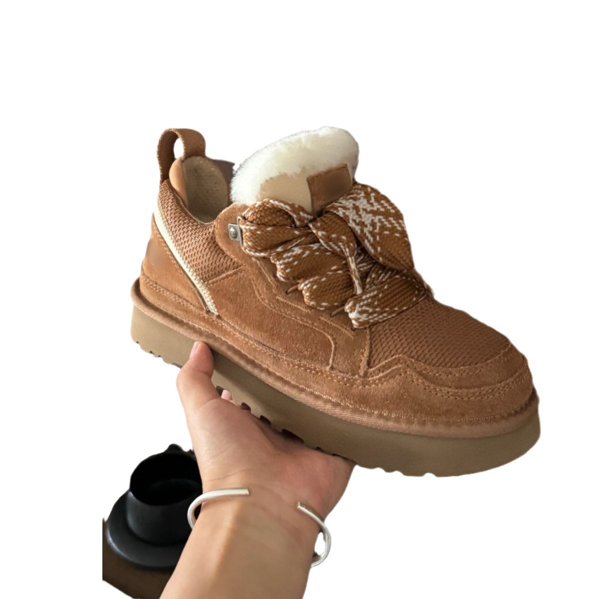2024 autumn and winter new thick soled sports sheep fur integrated snow boots for womens casual height increasing warm cotton shoes
