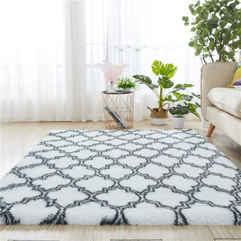 4619-55-BB-Simple Rectangular Solid Color Silk Carpet Bedroom Bed Living Room Sofa Blanket