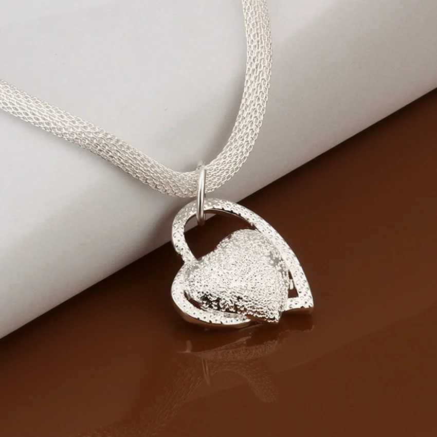 DOTEFFIL 925 sterling silver gorgeous charm fashion charm heart-shaped wedding La necklace Noble Luxury 18 inch silver jewelry W241230