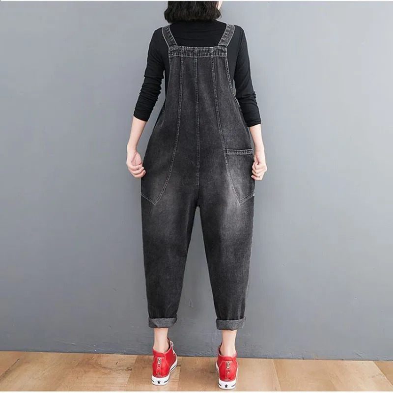 Vintage Ground White Denim Overalls Womens Spring Fall Plus Size High Waisted Loose Wide Leg Rompers Female Cow Romper Trend 241230