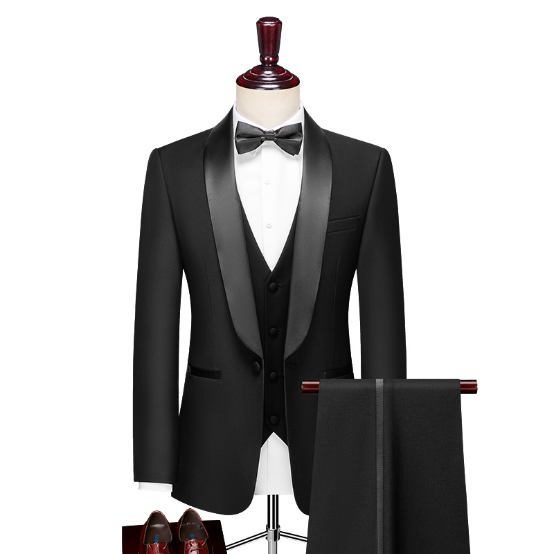D1230Men's three-piece suit Korean style slim fit professional formal suit best man suit groom wedding dress