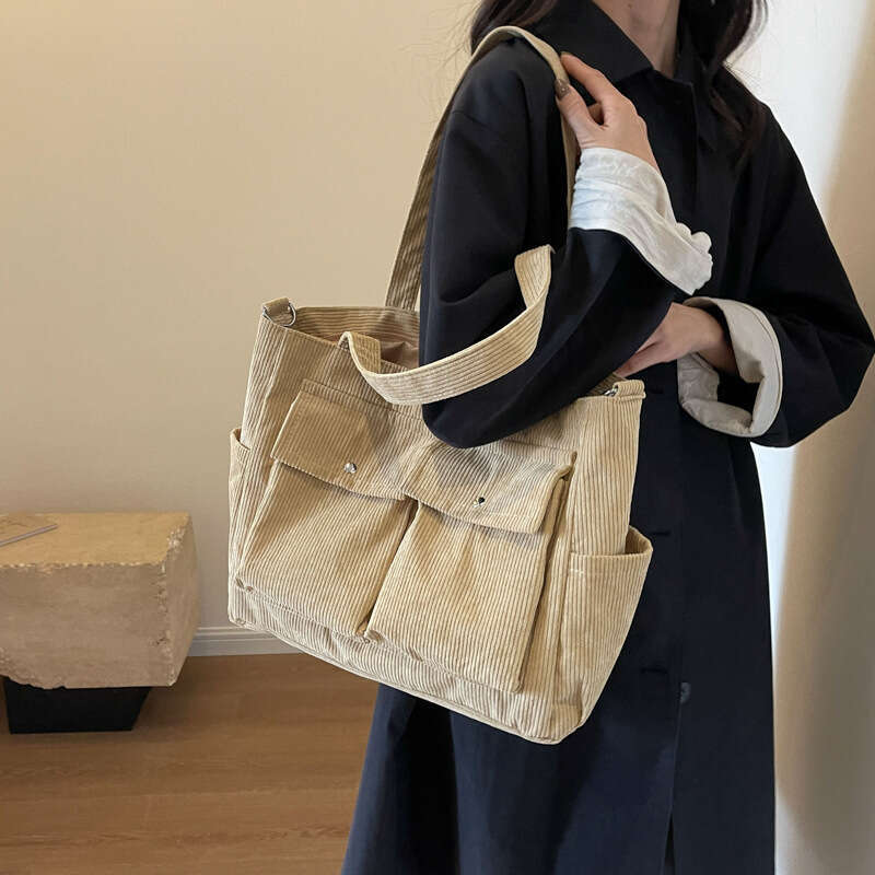 New Large Capacity Striped Niche And Versatile Casual Shoulder Korean Version Commuting Tote Bag, Crossbody Bags